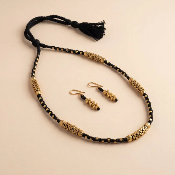 Handcrafted Black Threadwork Dhokra Necklace set 2