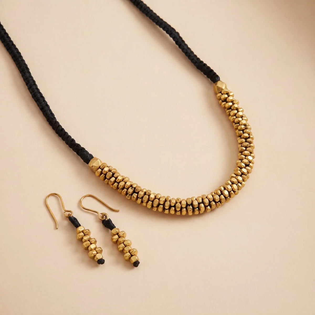 Handcrafted Black Threadwork Dhokra Necklace set 1