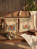 Handpainted - Cross Bag with Outer Pocket - Bird