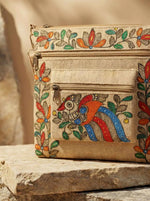 Handpainted - Cross Bag with Outer Pocket - Bird