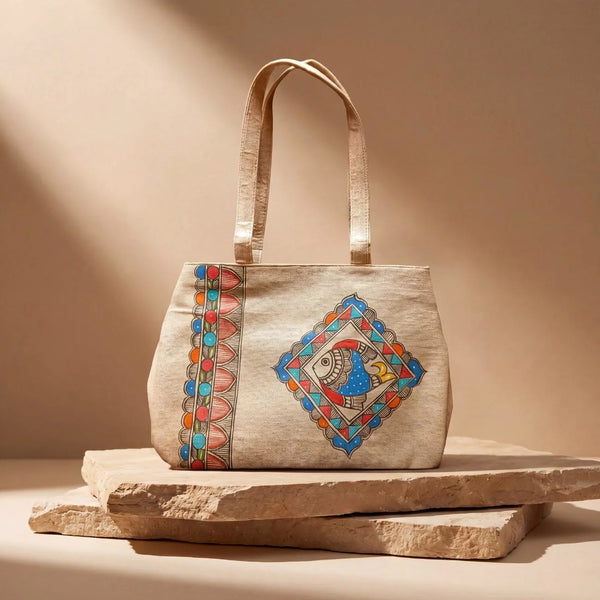Handpainted Shoulder Bag - Mahubani Art - Type 1