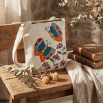 Handpainted Canvas Cross Bag - Madhubani Art - Butterfly