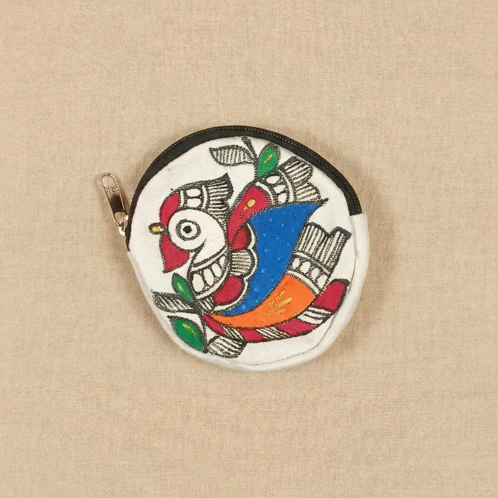 Handpainted Coin Pouch - Bird