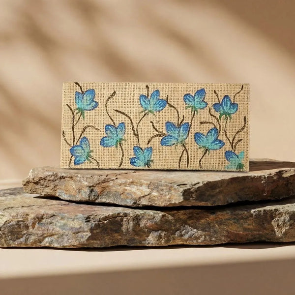 Handpainted Khadi Envelopes - Floral - Blue
