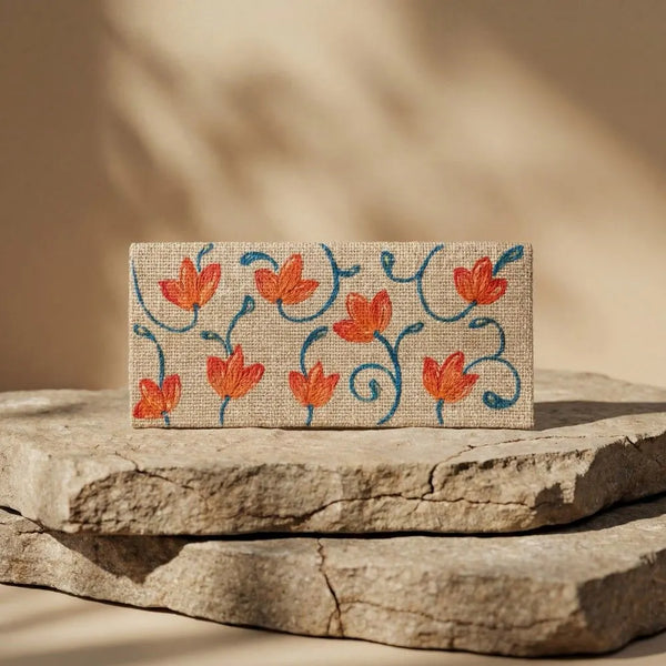 Handpainted Khadi Envelopes - Floral - Red
