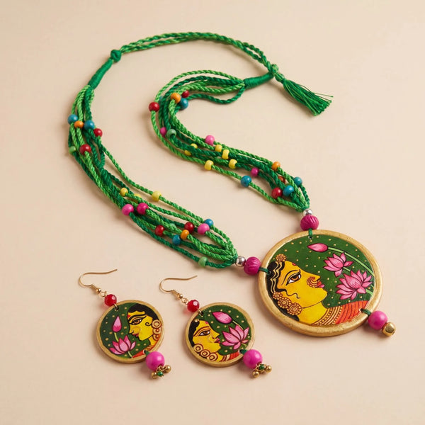 Handpainted Necklace Set - Pichwai Art