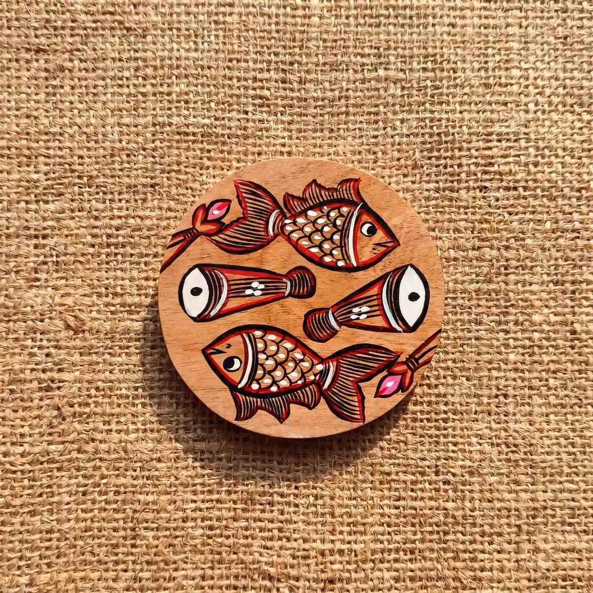 Handpainted Wooden Coasters - Fish - Set of 3