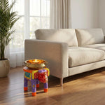 Handpainted Wooden Elephant Stool - Pattern 1
