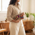 Handpainted 2 Zipper Purse - Bird
