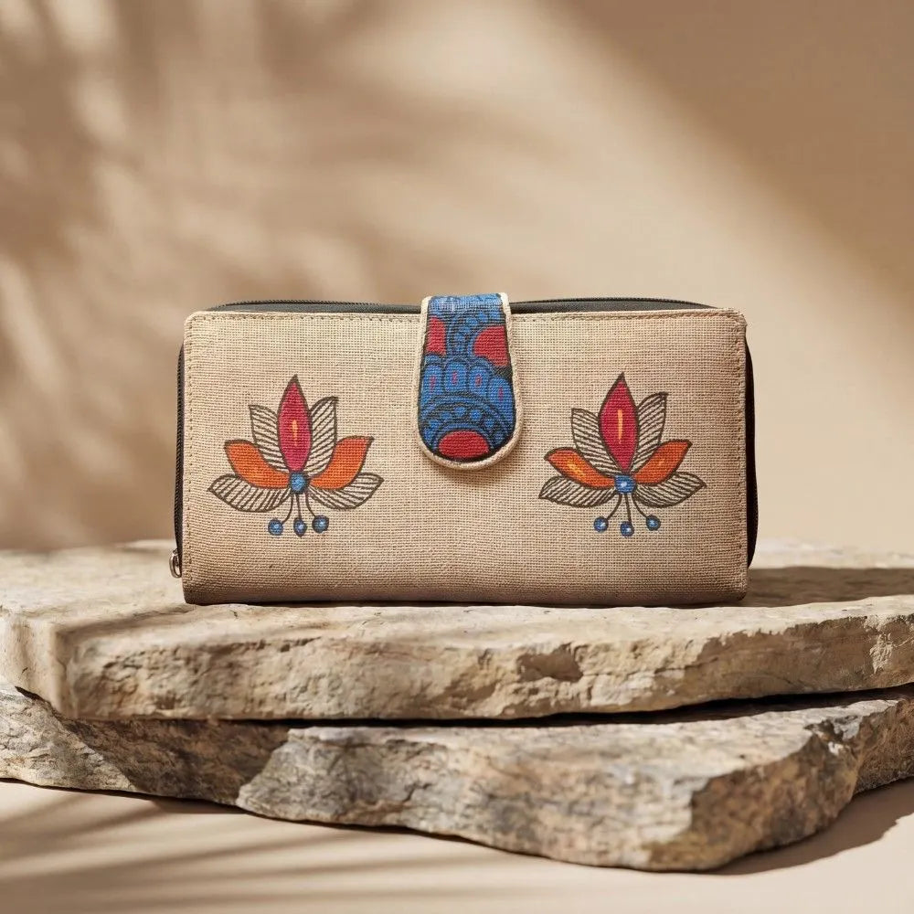 Handpainted 2 Zipper Purse - Floral