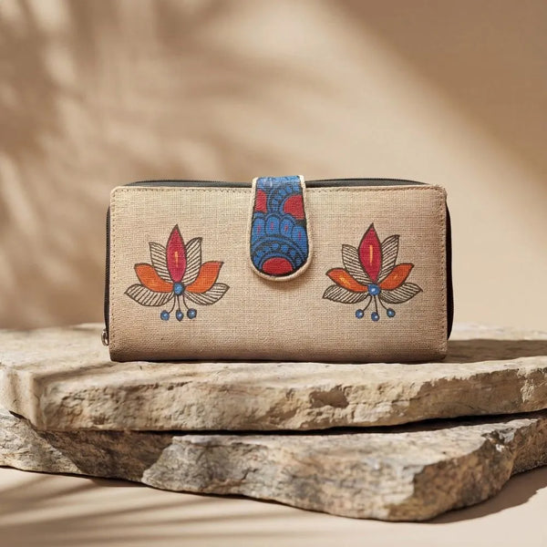 Handpainted 2 Zipper Purse - Floral