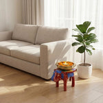 Handpainted Wooden Elephant Stool - Pattern 2