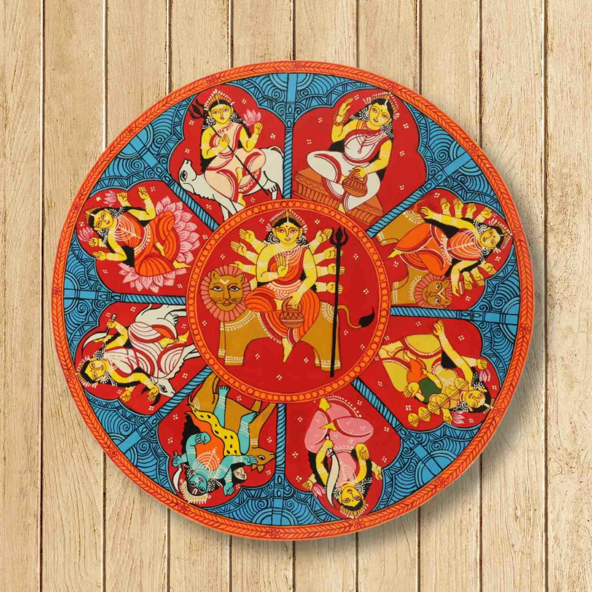 Navadurga Hand-Painted Decorative Wall Plate – Nine Faces of Divinity