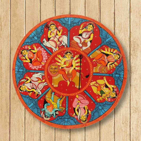 Navadurga Hand-Painted Decorative Wall Plate – Nine Faces of Divinity