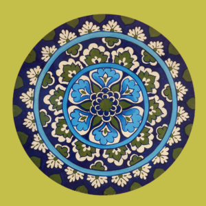 Buy Colourful Blue Hand Painted Harmony Blossom (Floral Mandala Design) Wall Plate By Sanskruti Artz Yellow BG