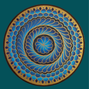 Yellow & Blue Color Eternal Flow (Spiral pattern) Wall Plate By Sanskruti Artz