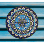 Buy Colourful Blue Hand Painted Harmony Blossom (Floral Mandala Design) Wall Plate By Sanskruti Artz Front View
