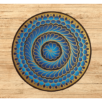 Yellow & Blue Color Eternal Flow (Spiral pattern) Wall Plate By Sanskruti Artz with BG