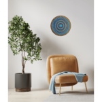 Yellow & Blue Color Eternal Flow (Spiral pattern) Wall Plate By Sanskruti Artz with Wall Look