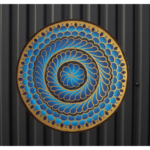 Yellow & Blue Color Eternal Flow (Spiral pattern) Wall Plate with BG By Sanskruti Artz
