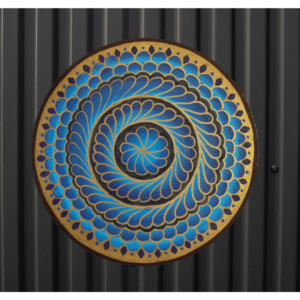 Yellow & Blue Color Eternal Flow (Spiral pattern) Wall Plate with BG By Sanskruti Artz
