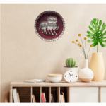 Beautiful Dark Brown Wall Plate with Handpainted Dual Horse on Wall View - By Sanskruti Artz