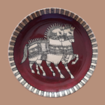 Beautiful Dark Brown Wall Plate with Handpainted Dual Horse - By Sanskruti Artz