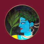 Beautiful Eternal Melody: Hand-painted Wall Plate with Krishna’s Serene Gaze Design By Sanskruti Artz