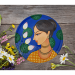 Beautiful Hand Painted Wall Plate with Lady & Lotus Design Graceful Bloom By Sanskruti Artz 3