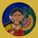 Beautiful Hand Painted Wall Plate of Lady Holding Fan Design By Sanskruti Artz