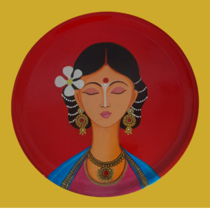 Beautiful Handpainted Wall Plate with Meditating Lady Design - By Sanskruti Artz