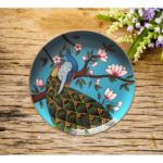 Beautiful Handpainted Wall Plate with peacock on Trea Design - Majestic Splendor - By Sanskruti Artz 4