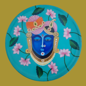 Beautiful Hand-Painted Shreenathji Wall Plate - Transcendent Peace - By Sanskruti Artz