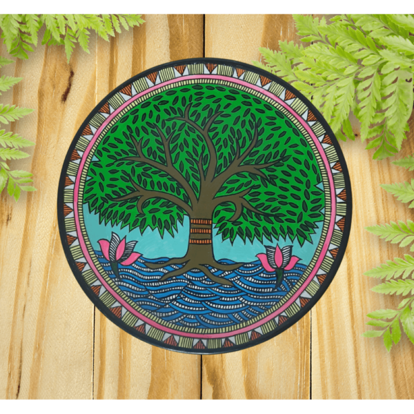 Beautiful Hand-Painted Wall Plate with Tree Design - Abundant Life - By Sanskruti Artz 3