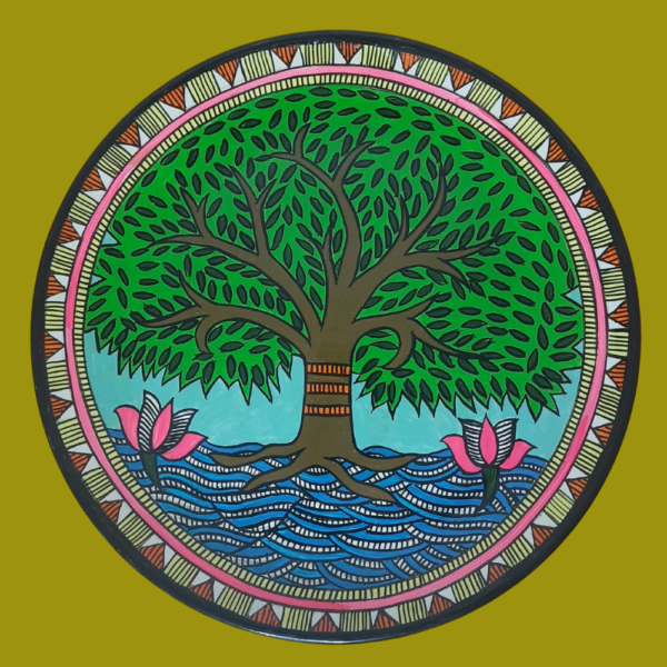 Beautiful Hand-Painted Wall Plate with Tree Design - Abundant Life - By Sanskruti Artz