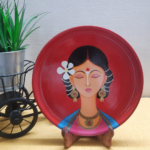 Beautiful Handpainted Wall Plate with Meditating Lady Design - By Sanskruti Artz 6