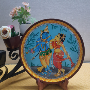 Beautiful Hand-Painted Wall Plate with Radha Krishna Design - Divine Dance of Love - By Sanskruti Artz 2