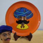 Beautiful Hand-Painted Wall Plate with Regal Rajasthani Welcoming Charm Design with Organce Color By Sanskruti Artz 7