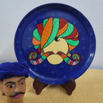 Beautiful Hand-Painted Wall Plate with Regal Rajasthani Moustache Charm with Blue Color By Sanskruti Artz 7