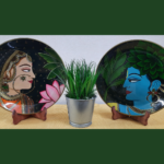 Beautiful Eternal Melody: Hand-painted Wall Plate with Krishna’s Serene Gaze Design By Sanskruti Artz 8