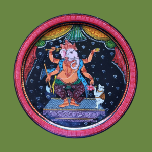 Buy Beautiful Handpainted Ganesha - Divine Protector with Mushak Wall Plate By Sanskruti Artz