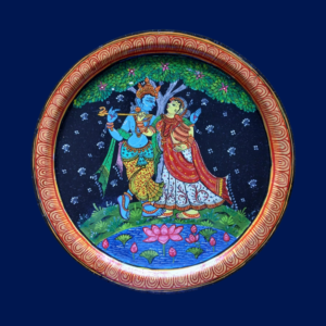 Buy Beautiful Radha Krishna with Tree Hand Painted Wall Plate for Decor - Melodies of Divine Love By Sanskruti Artz