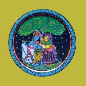 Buy Beautiful Radha Krishna with Tree & Cow Hand Painted Wall Plate for Decor - Serenade of Eternity By Sanskruti Artz