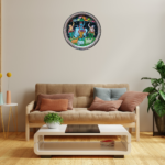 Buy Beautiful Krishna with Govardhan Parvat - Protector of Vrindavan Hand-Painted Wall Plate 4 - By Sanskruti Artz