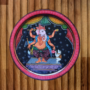 Buy Beautiful Handpainted Ganesha - Divine Protector with Mushak Wall Plate 2 - By Sanskruti Artz