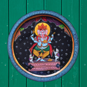 Buy Beautiful Handpainted Ganesha's Graceful Stance with Mushak Wall Plate 2 - By Sanskruti Artz