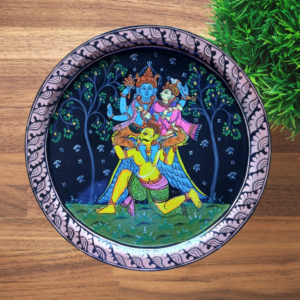 Buy Beautiful Handpainted Garuda with Vishnu - Winged Devotion Wall Plate 2 - By Sanskruti Artz