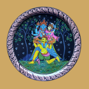 Buy Beautiful Handpainted Garuda with Vishnu - Winged Devotion Wall Plate By Sanskruti Artz