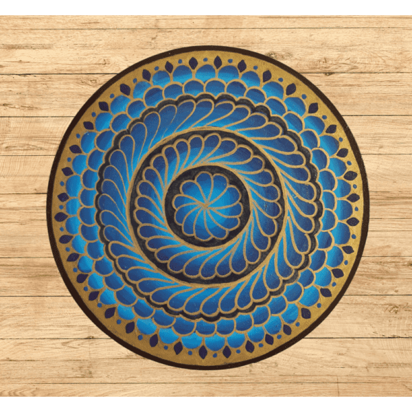 Yellow & Blue Color Eternal Flow (Spiral pattern) Wall Plate By Sanskruti Artz with BG