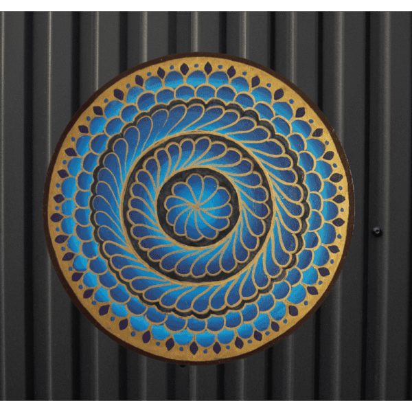 Yellow & Blue Color Eternal Flow (Spiral pattern) Wall Plate with BG By Sanskruti Artz